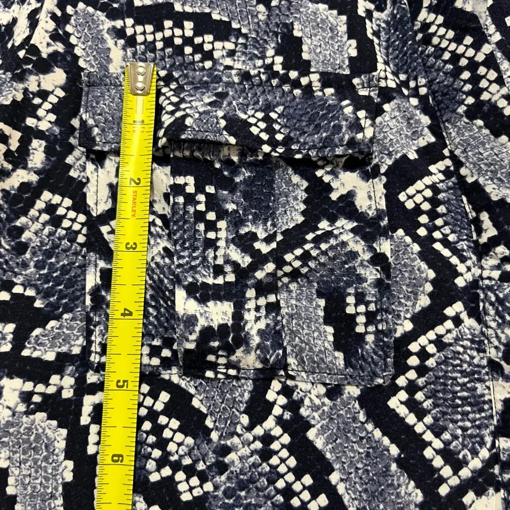 Chic Banana Republic Navy Blue Snake Skin Print Shirt Dress Tunic Women's Sz 4 - Picture 9 of 10